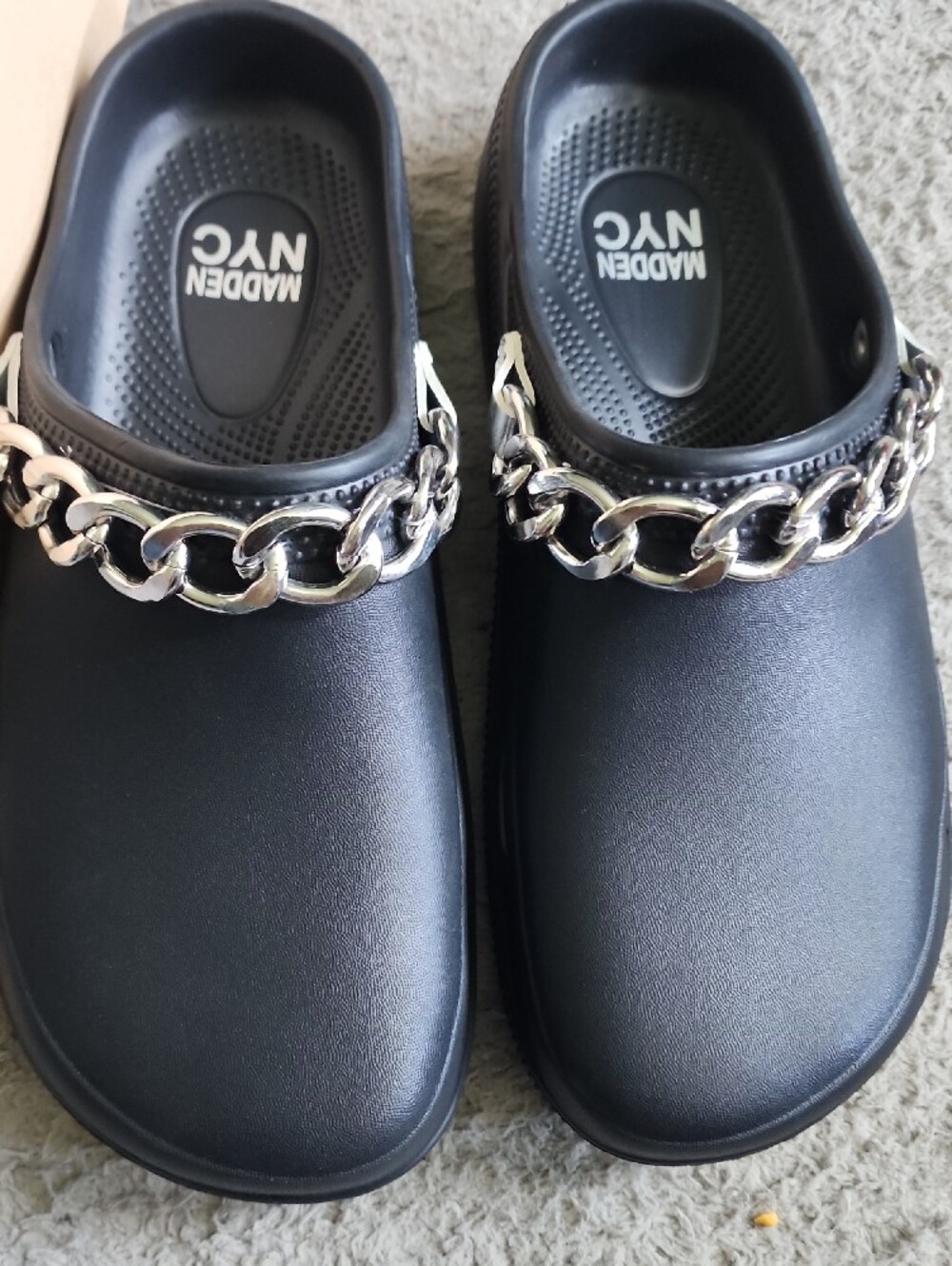 Madden NYC Black Chain-Accent Clogs - Picture 2 of 3